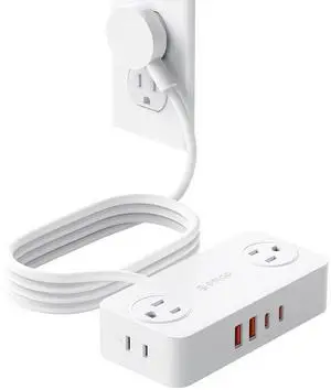 Power Strip with USB Port, 5Ft Extension Cord with Multiple Outlets for Desk, 8 in 1 Charging Station (AC*4, USB-C*2, USB-A*2) Desktop Accessories for Home, Office, Dorm, Room - CPR20 White Power Strip with USB Port, 5Ft Extension Cord with Multiple Outlets for Desk, 8 in 1 Charging Station (AC*4, USB-C*2, USB-A*2) Desktop Accessories for Home, Office, Dorm, Room - CPR20 White