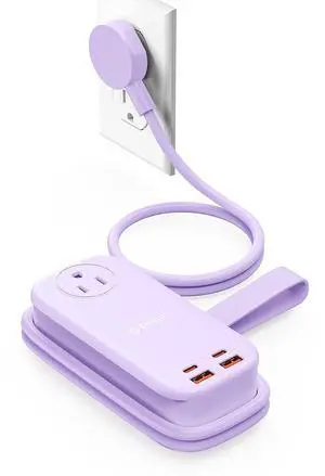 100W GaN Power Strip for Laptop, 6 in 1 Multiple Outlets Extension Cord(2 AC Outlets, 2 USB-A, 2 USB-C Ports), 5ft Wrapped Flat Plug for Travel/Office ETL Listed 100W GaN Power Strip for Laptop, 6 in 1 Multiple Outlets Extension Cord(2 AC Outlets, 2 USB-A, 2 USB-C Ports), 5ft Wrapped Flat Plug for Travel/Office ETL Listed