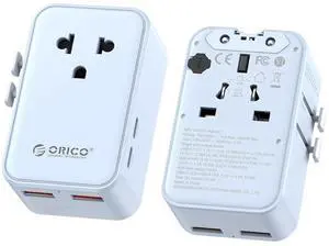 Ultra-Thin GaN Travel Adapter 25W, International Plug Adapter with 2 USB-C and 2 USB-A Ports, 5-in-1 Universal Power Adapter Worldwide for US EU UK AU 200+ Countries (2500W Max) - 1 Pack Ultra-Thin GaN Travel Adapter 25W, International Plug Adapter with 2 USB-C and 2 USB-A Ports, 5-in-1 Universal Power Adapter Worldwide for US EU UK AU 200+ Countries (2500W Max) - 1 Pack