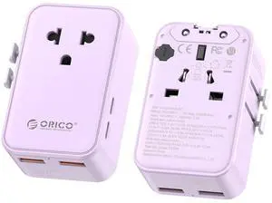 Ultra-Thin GaN Travel Adapter 25W, International Plug Adapter with 2 USB-C and 2 USB-A Ports, 5-in-1 Universal Power Adapter Worldwide for US EU UK AU 200+ Countries (2500W Max) - 1 Pack Ultra-Thin GaN Travel Adapter 25W, International Plug Adapter with 2 USB-C and 2 USB-A Ports, 5-in-1 Universal Power Adapter Worldwide for US EU UK AU 200+ Countries (2500W Max) - 1 Pack