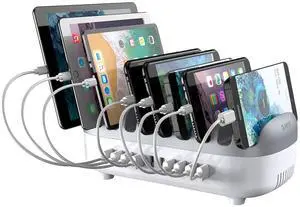 USB Charging Station, 120W Charging Docking Organizer for Multiple Devices, 10-Ports USB Charging Station Compatible with iPad, iPhone, Tablet, Kindle and Cell Phones (Cables not Included) USB Charging Station, 120W Charging Docking Organizer for Multiple Devices, 10-Ports USB Charging Station Compatible with iPad, iPhone, Tablet, Kindle and Cell Phones (Cables not Included)