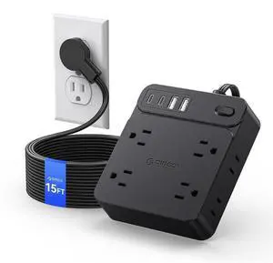 Long Flat Plug Extension Cord, Surge Protector Power Strip, 12 in 1 Extension Cord with 8 AC Outlets 2 USB-A and 2 USB-C Ports, Mountable Outlet Extender for Studio/Office/Home- SP1 Long Flat Plug Extension Cord, Surge Protector Power Strip, 12 in 1 Extension Cord with 8 AC Outlets 2 USB-A and 2 USB-C Ports, Mountable Outlet Extender for Studio/Office/Home- SP1