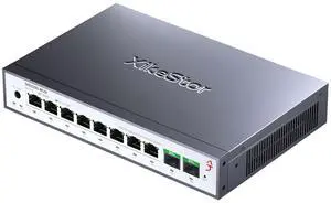 10-Port 2.5G Web Managed Ethernet Switch, Support LACP/VLAN/QoS/STP/IGMP, 2.5 Gigabit Network Switch, Metal Housing Fanless 2.5Gb Switch, Desktop/Wall-Mount 10-Port 2.5G Web Managed Ethernet Switch, Support LACP/VLAN/QoS/STP/IGMP, 2.5 Gigabit Network Switch, Metal Housing Fanless 2.5Gb Switch, Desktop/Wall-Mount
