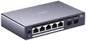 7 Port Switch, 5 Port 2.5G PoE Switch, 2 Port 10G SFP+, IEEE802.3af/at, Total Power Supply 100W, Maximum Power per Port 30W, unmanaged, Plug and Play, Compatible with 100/1000/2500Mbps, fanless 7 Port Switch, 5 Port 2.5G PoE Switch, 2 Port 10G SFP+, IEEE802.3af/at, Total Power Supply 100W, Maximum Power per Port 30W, unmanaged, Plug and Play, Compatible with 100/1000/2500Mbps, fanless