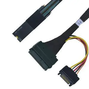 PCIe 4.0 M.2 to U.2 Adapter, M.2 to SFF-8639 U.2 NVMe SSD Cable with 15Pin Power, Left Exit, 1.6ft (50cm) PCIe 4.0 M.2 to U.2 Adapter, M.2 to SFF-8639 U.2 NVMe SSD Cable with 15Pin Power, Left Exit, 1.6ft (50cm)