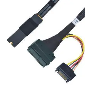 PCIe 5.0 M.2 to U.2 Adapter, M.2 to SFF-8639 U.2 NVMe SSD Cable with 15Pin Power, Left Exit, 1.6ft (50cm) PCIe 5.0 M.2 to U.2 Adapter, M.2 to SFF-8639 U.2 NVMe SSD Cable with 15Pin Power, Left Exit, 1.6ft (50cm)