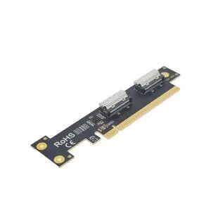 PCIe 5.0 x16 to 2 MCIO x8 Adapter Card for 4 U.2 NVMe SSD (Side Top Black) PCIe 5.0 x16 to 2 MCIO x8 Adapter Card for 4 U.2 NVMe SSD (Side Top Black)