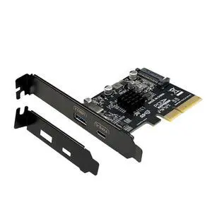 USB C and USB A PCIe Card, PCIex4 to Type-C + USB-A Adapter | PCIe 3.0 x4 to USB 3.1 Expansion Card for Desktop PC and Workstation USB C and USB A PCIe Card, PCIex4 to Type-C + USB-A Adapter | PCIe 3.0 x4 to USB 3.1 Expansion Card for Desktop PC and Workstation