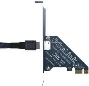 PCIe 4.0 x1 to Oculink External SFF-8612 Adapter Card with 1meter Oculink Cable PCIe 4.0 x1 to Oculink External SFF-8612 Adapter Card with 1meter Oculink Cable