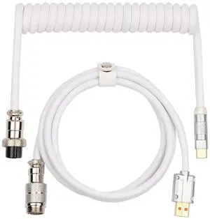 Puff Aviator Coiled USB Cable, Type C Detachable Mechanical Gaming Keyboard Cable for Win/Mac/Gamers, Suitable for RT100/TH68 PRO/TH80 PRO/TH96/TH80 SE/CIDOO V65. etc(Puff White) Puff Aviator Coiled USB Cable, Type C Detachable Mechanical Gaming Keyboard Cable for Win/Mac/Gamers, Suitable for RT100/TH68 PRO/TH80 PRO/TH96/TH80 SE/CIDOO V65. etc(Puff White)
