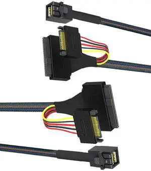SFF-8643 to SFF-8639 + 15-Pin U.2 NVMe/SATA Adapter Cable (2Pack 0.5M/1.64FT) 24Gbps SAS PCIe 4.0 All-in-One Power+Data Link for U.2 SSDs, Servers, Storage Backplanes SFF-8643 to SFF-8639 + 15-Pin U.2 NVMe/SATA Adapter Cable (2Pack 0.5M/1.64FT) 24Gbps SAS PCIe 4.0 All-in-One Power+Data Link for U.2 SSDs, Servers, Storage Backplanes