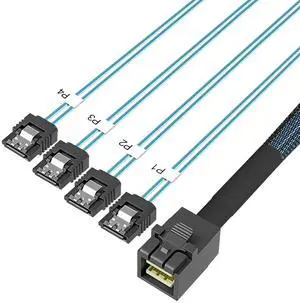 Mini SAS HD SFF-8643 to 4X SATA Cable 1M/3.28FT,12Gbps SAS3.0 SATA HDD/SSD Adapter - Server Storage Backplane Cable for RAID Controller, Storage Array, NAS Systems Mini SAS HD SFF-8643 to 4X SATA Cable 1M/3.28FT,12Gbps SAS3.0 SATA HDD/SSD Adapter - Server Storage Backplane Cable for RAID Controller, Storage Array, NAS Systems