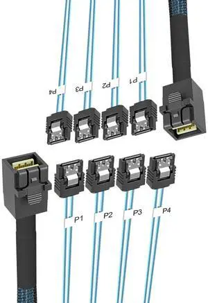 Mini SAS HD SFF-8643 to 4X SATA Cable (2Pack 0.5M/1.64FT),12Gbps SAS3.0 SATA HDD/SSD Adapter - Server Storage Backplane Cable for RAID Controller, Storage Array, NAS Systems Mini SAS HD SFF-8643 to 4X SATA Cable (2Pack 0.5M/1.64FT),12Gbps SAS3.0 SATA HDD/SSD Adapter - Server Storage Backplane Cable for RAID Controller, Storage Array, NAS Systems