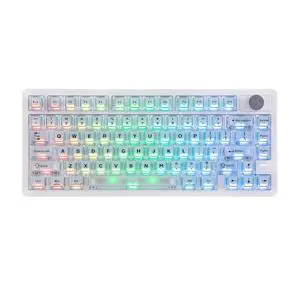 HE75 V2 TMR Hall Effect Gaming Keyboard w/Changeable Knob | Rapid Triggering, 8K Polling, 0.01mm Adjustable Actuation, Hybrid Hot-Swap, Creamy & Thocky, 2.4Ghz/BT for Mac/WIN (White) HE75 V2 TMR Hall Effect Gaming Keyboard w/Changeable Knob | Rapid Triggering, 8K Polling, 0.01mm Adjustable Actuation, Hybrid Hot-Swap, Creamy & Thocky, 2.4Ghz/BT for Mac/WIN (White)