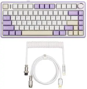 x Aula F75 Gasket Mechanical Keyboard+Puff White Type C Detachable Mechanical Gaming Keyboard Cable x Aula F75 Gasket Mechanical Keyboard+Puff White Type C Detachable Mechanical Gaming Keyboard Cable