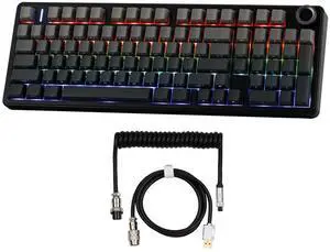 X Aula F99 PRO Wireless Gaming Keyboard Nimbus Switch+Puff Aviator Coiled USB Cable Type-C Suitable for RT100/TH68 PRO/TH80 PRO/TH96/TH80 SE/CIDOO V65. etc(Puff Black) X Aula F99 PRO Wireless Gaming Keyboard Nimbus Switch+Puff Aviator Coiled USB Cable Type-C Suitable for RT100/TH68 PRO/TH80 PRO/TH96/TH80 SE/CIDOO V65. etc(Puff Black)