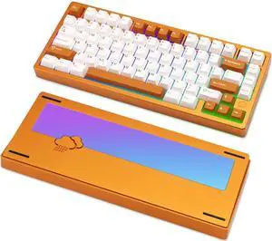 WOBKEY Rainy 75 Aluminum HMX/JWK Switches Mechanical Keyboard with Superior Acoustics, Wired, BT, 2.4G Wireless Connectivity (Pro Orange(Mirrored Glass Weight)) WOBKEY Rainy 75 Aluminum HMX/JWK Switches Mechanical Keyboard with Superior Acoustics, Wired, BT, 2.4G Wireless Connectivity (Pro Orange(Mirrored Glass Weight))