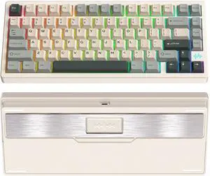 PMOKEY Wave 75 CNC Aluminum Quick Release Tri-Mode Wireless Gaming Keyboard,QMK/VIA Tri-Mode Mechanical Keyboard with 8000mAh Battery,Hot-Swappable with RGB for Windows/Mac/PC (Pro White) PMOKEY Wave 75 CNC Aluminum Quick Release Tri-Mode Wireless Gaming Keyboard,QMK/VIA Tri-Mode Mechanical Keyboard with 8000mAh Battery,Hot-Swappable with RGB for Windows/Mac/PC (Pro White)