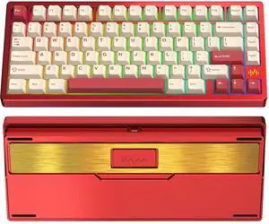 PMOKEY Wave 75 CNC Aluminum Quick Release Tri-Mode Wireless Gaming Keyboard,QMK/VIA Tri-Mode Mechanical Keyboard with 8000mAh Battery,Hot-Swappable with RGB for Windows/Mac/PC (Pro Red) PMOKEY Wave 75 CNC Aluminum Quick Release Tri-Mode Wireless Gaming Keyboard,QMK/VIA Tri-Mode Mechanical Keyboard with 8000mAh Battery,Hot-Swappable with RGB for Windows/Mac/PC (Pro Red)
