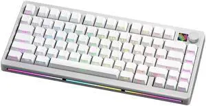 PMOKEY P75 75% Wireless Mechanical Keyboard, Tri-Mode RGB Gaming Keyboard with Dot-Matrix Display, Aluminum Alloy Body, Volume Knob, Up to 10000mAh Battery (Lite White) PMOKEY P75 75% Wireless Mechanical Keyboard, Tri-Mode RGB Gaming Keyboard with Dot-Matrix Display, Aluminum Alloy Body, Volume Knob, Up to 10000mAh Battery (Lite White)