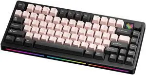PMOKEY P75 75% Wireless Mechanical Keyboard, Tri-Mode RGB Gaming Keyboard with Dot-Matrix Display, Aluminum Alloy Body, Volume Knob, Up to 10000mAh Battery (Standard Black Pink) PMOKEY P75 75% Wireless Mechanical Keyboard, Tri-Mode RGB Gaming Keyboard with Dot-Matrix Display, Aluminum Alloy Body, Volume Knob, Up to 10000mAh Battery (Standard Black Pink)