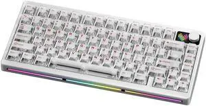 PMOKEY P75 75% Wireless Mechanical Keyboard, Tri-Mode RGB Gaming Keyboard with Dot-Matrix Display, Aluminum Alloy Body, Volume Knob, Up to 10000mAh Battery (Pro White) PMOKEY P75 75% Wireless Mechanical Keyboard, Tri-Mode RGB Gaming Keyboard with Dot-Matrix Display, Aluminum Alloy Body, Volume Knob, Up to 10000mAh Battery (Pro White)
