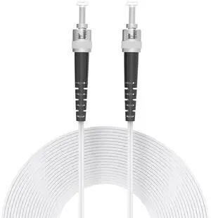 Fiber Optic Internet Cable (328ft/100Meters) ST/UPC to ST/UPC Indoor Fiber Patch Cable Single Mode Simplex - 9/125um FTTH Jumper Leather Optical Patch Cord LSZH White Fiber Optic Internet Cable (328ft/100Meters) ST/UPC to ST/UPC Indoor Fiber Patch Cable Single Mode Simplex - 9/125um FTTH Jumper Leather Optical Patch Cord LSZH White