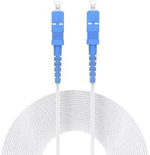 SC to SC UPC Fiber Patch Cable, Indoor Single Mode Simplex - 9/125um FTTH Fiber Optic Jumper Optical Patch Cord - 50ft/15Meters, LSZH White Fiber Optic Internet Leather Cable SC to SC UPC Fiber Patch Cable, Indoor Single Mode Simplex - 9/125um FTTH Fiber Optic Jumper Optical Patch Cord - 50ft/15Meters, LSZH White Fiber Optic Internet Leather Cable