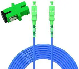 SC/APC to SC/APC Fiber Optic Internet Cable 20Meters/65.6ft Indoor Armored Single Mode Simplex - 9/125m Fiber Optic Jumper Optical Patch Cord - with 1 Coupler,LSZH Blue SC/APC to SC/APC Fiber Optic Internet Cable 20Meters/65.6ft Indoor Armored Single Mode Simplex - 9/125m Fiber Optic Jumper Optical Patch Cord - with 1 Coupler,LSZH Blue