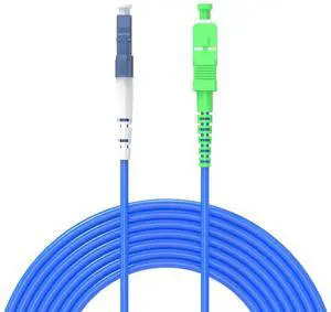 Fiber Optic Internet Cable LC/UPC to SC/APC Indoor Armored Single Mode Simplex - 9/125m Jumper Optical Patch Cord -OS1/OS2 Compatible,15Meters/49ft LSZH Blue Fiber Optic Internet Cable LC/UPC to SC/APC Indoor Armored Single Mode Simplex - 9/125m Jumper Optical Patch Cord -OS1/OS2 Compatible,15Meters/49ft LSZH Blue