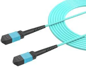 10 Meters OM4 12 Cores MPO-MPO Connector Optical Fiber Patch Cord 50/125 Multimode Fan-Out Jumper Female to Female Type B 40G/100G 32ft Aqua 10 Meters OM4 12 Cores MPO-MPO Connector Optical Fiber Patch Cord 50/125 Multimode Fan-Out Jumper Female to Female Type B 40G/100G 32ft Aqua