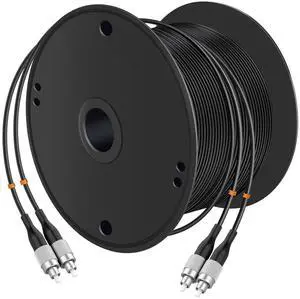 FC to FC UPC Outdoor Armored Fiber Patch Cable 150Meter/492ft Single Mode Duplex Fiber Optical Cable Patch Cord Jumper,9/125um Fiber Optic Internet Cable TPU Black FC to FC UPC Outdoor Armored Fiber Patch Cable 150Meter/492ft Single Mode Duplex Fiber Optical Cable Patch Cord Jumper,9/125um Fiber Optic Internet Cable TPU Black