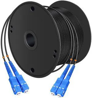 SC/UPC to SC/UPC Outdoor Armored Fiber Patch Cable, Single Mode Duplex Fiber Optic Internet Cable, Fiber Optic Jumper Optical Patch Cord - 9/125um - 300Meter/984.25ft, LSZH Black SC/UPC to SC/UPC Outdoor Armored Fiber Patch Cable, Single Mode Duplex Fiber Optic Internet Cable, Fiber Optic Jumper Optical Patch Cord - 9/125um - 300Meter/984.25ft, LSZH Black