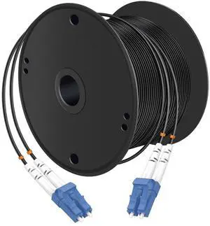 200 Meters LC to LC UPC Outdoor Armored Fiber Patch Cable, 9/125um Single Mode Duplex Fiber Optic Internet Cables, Jumper Optical Patch Cord, (200M/656ft), TPU Black 200 Meters LC to LC UPC Outdoor Armored Fiber Patch Cable, 9/125um Single Mode Duplex Fiber Optic Internet Cables, Jumper Optical Patch Cord, (200M/656ft), TPU Black