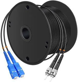 SC to ST UPC Outdoor Armored Fiber Patch Cable, Single Mode Duplex Fiber Optic Internet Cable, Fiber Optic Jumper Optical Patch Cord - 9/125um - 300Meter/984ft, TPU Black SC to ST UPC Outdoor Armored Fiber Patch Cable, Single Mode Duplex Fiber Optic Internet Cable, Fiber Optic Jumper Optical Patch Cord - 9/125um - 300Meter/984ft, TPU Black
