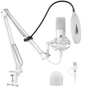 USB Microphone, 192kHz/24bit Plug & Play PC Computer Podcast Condenser Cardioid Metal Mic Kit with P USB Microphone, 192kHz/24bit Plug & Play PC Computer Podcast Condenser Cardioid Metal Mic Kit with P