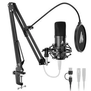 XLR/USB Condenser Microphone: 192kHz/24Bit Plug & Play PC Computer Podcast Cardioid Metal Mic Kit wi XLR/USB Condenser Microphone: 192kHz/24Bit Plug & Play PC Computer Podcast Cardioid Metal Mic Kit wi