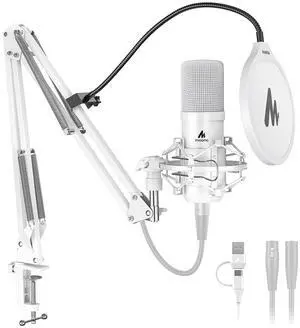 XLR/USB Podcast Condenser Microphone, 192kHz/24Bit Plug & Play PC Computer Cardioid Metal Mic Kit wi XLR/USB Podcast Condenser Microphone, 192kHz/24Bit Plug & Play PC Computer Cardioid Metal Mic Kit wi