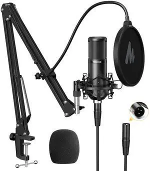 XLR Condenser Microphone, Professional Cardioid Studio Mic with Boom Arm, Pop Filter, Compatible wit XLR Condenser Microphone, Professional Cardioid Studio Mic with Boom Arm, Pop Filter, Compatible wit