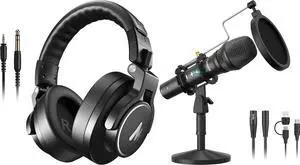 Podcast Microphone HD300T+ MH700 Professional Studio Monitor Headphones Podcast Microphone HD300T+ MH700 Professional Studio Monitor Headphones