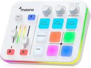 Gaming Audio Mixer, Audio Interface with Pro-preamp, RGB, Bluetooth, 48V Phantom Power for Live Stre Gaming Audio Mixer, Audio Interface with Pro-preamp, RGB, Bluetooth, 48V Phantom Power for Live Stre