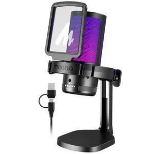 USB Gaming Microphone for PC, Noise Cancellation Condenser Mic with RGB, Mute, Gain, Computer Desk M USB Gaming Microphone for PC, Noise Cancellation Condenser Mic with RGB, Mute, Gain, Computer Desk M