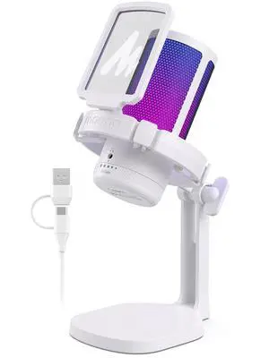 USB Gaming Microphone for PC, Noise Cancellation Condenser Mic with RGB, Mute, Gain, Computer Desk M USB Gaming Microphone for PC, Noise Cancellation Condenser Mic with RGB, Mute, Gain, Computer Desk M