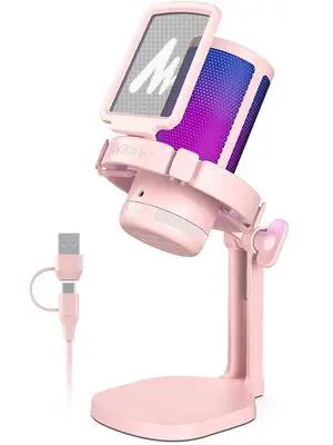 USB Gaming Microphone for PC, Noise Cancellation Condenser Mic with RGB, Mute, Gain, Computer Desk M USB Gaming Microphone for PC, Noise Cancellation Condenser Mic with RGB, Mute, Gain, Computer Desk M