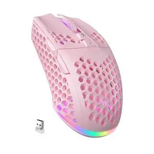 SM600 Pink Wireless Gaming Mouse with Honeycomb Shell, Side Buttons,Tri-Modes(BT5.1+BT5.1+2.4GHz) Li SM600 Pink Wireless Gaming Mouse with Honeycomb Shell, Side Buttons,Tri-Modes(BT5.1+BT5.1+2.4GHz) Li