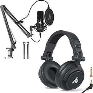 AU-A04 USB Microphone with AU-MH601 Studio Monitor Headphones Bundle Streaming Podcasting Pack Plug AU-A04 USB Microphone with AU-MH601 Studio Monitor Headphones Bundle Streaming Podcasting Pack Plug