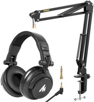 Boom Arm Microphone Stand with 50MM Drivers Studio Headphones (BA20+AU-MH601) Boom Arm Microphone Stand with 50MM Drivers Studio Headphones (BA20+AU-MH601)