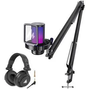 Gaming USB Microphone with Headphones, Noise Cancellation Condenser mic with Mute, Gain, Monitoring Gaming USB Microphone with Headphones, Noise Cancellation Condenser mic with Mute, Gain, Monitoring