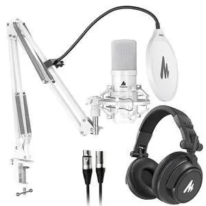 USB XLR Condenser Microphone with Headphones: PC Computer Podcast Cardioid Metal Mic Kit for Recordi USB XLR Condenser Microphone with Headphones: PC Computer Podcast Cardioid Metal Mic Kit for Recordi