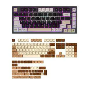 YZ75 Hot Swappable Wireless Keyboard(Gateron G Pro Black, Black), Coffee Cat Dye Sub PBT Keycaps(Che YZ75 Hot Swappable Wireless Keyboard(Gateron G Pro Black, Black), Coffee Cat Dye Sub PBT Keycaps(Che